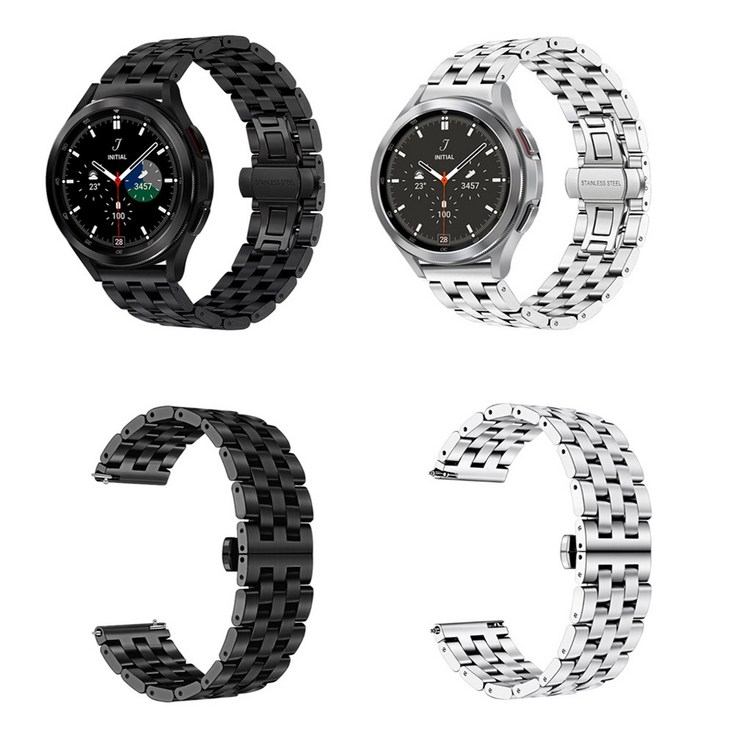 SMR850R855R840R845 갤럭시워치3 41 45MM 고급 클래식 메탈 시계줄 스트랩 밴드, 블랙, 1개