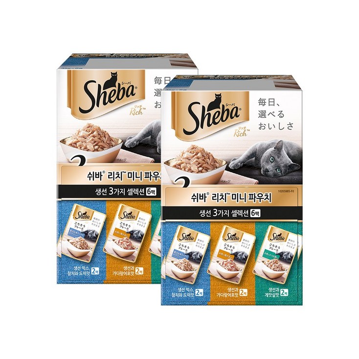 쉬바 고양이 미니 주식 파우치 35g 3종 x 2p 2세트, 12개, 35g, 3종 생선