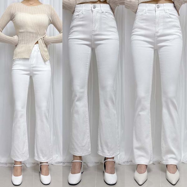 제이엠스타일 8컬러숏,롱S2XL 여성 스판 부츠컷 청바지 여자 블랙 검정 나팔 바지 빅사이즈 봄 여름 가을 키작녀 키큰녀