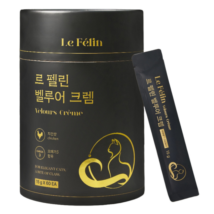 오메가3가 함유된 고양이 짜먹는 츄르 간식 60p 르 펠린 벨루어 크렘, 900g, 1개, 치킨맛