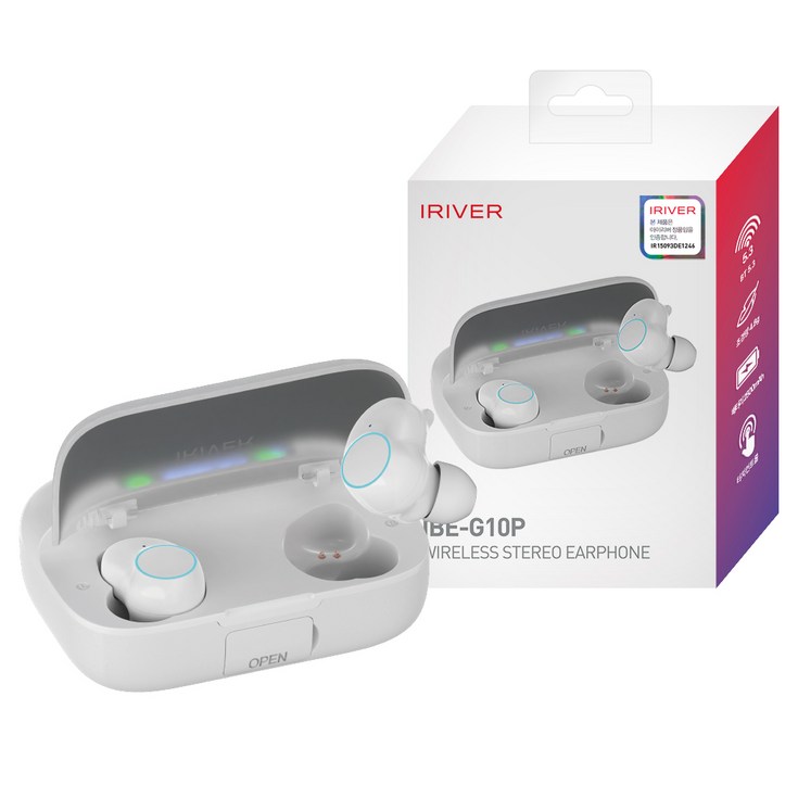 아이리버 블루투스 5.3 TWS 2500mAh 보조배터리겸용 무선 이어폰 IBEG10P, 화이트, IBEG10P