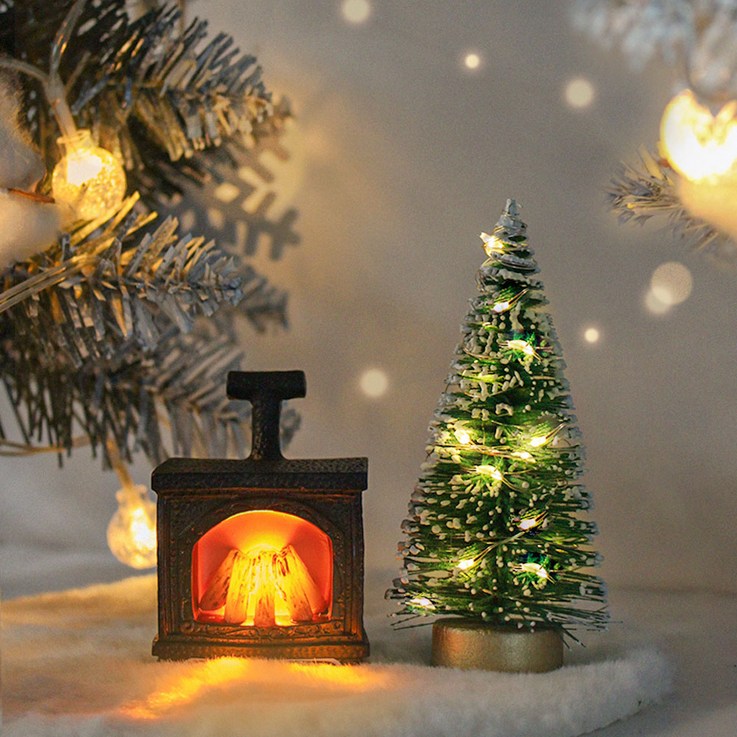 이플린 크리스마스 불멍 벽난로 무드등  미니트리  LED 전구 세트, 혼합색상