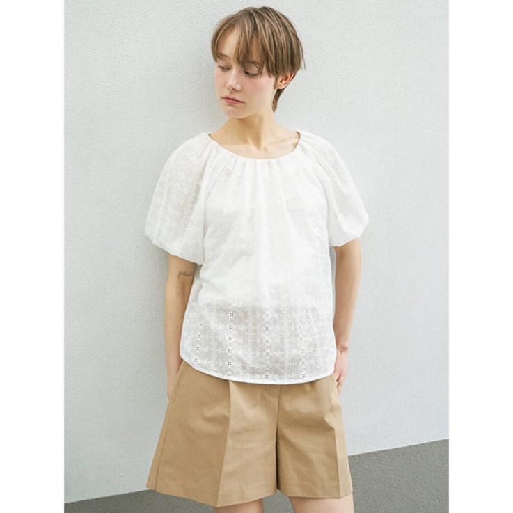 올리브데올리브 OW4MB507 볼륨 소매 리본 포인트 자수 블라우스