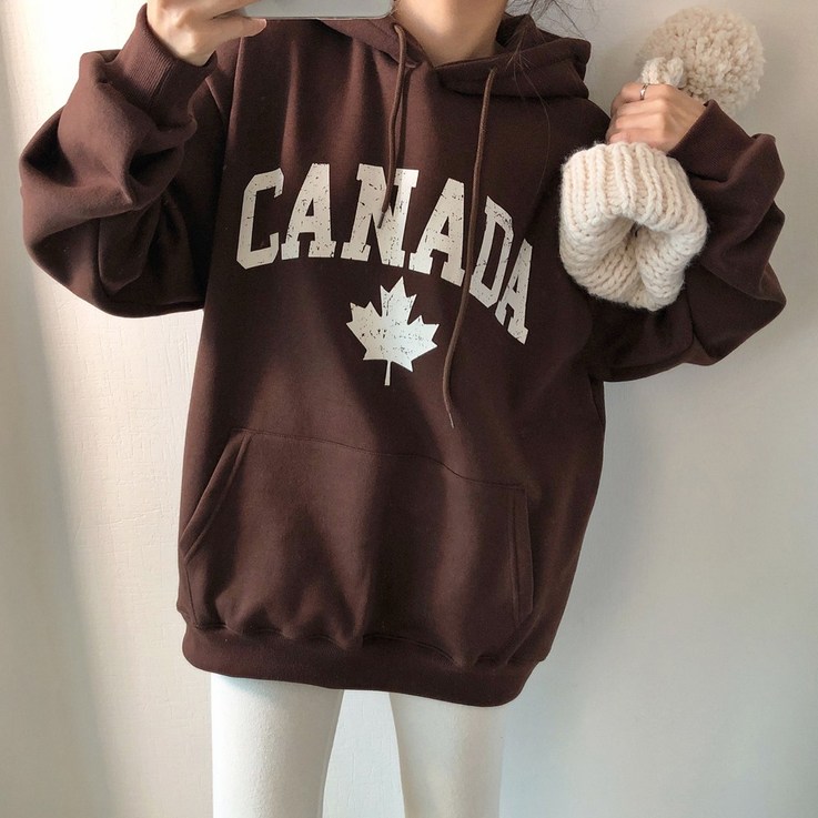 러브앤시티 남녀공용 캐나다 후드티 오버핏 박스핏 후드티셔츠 가을 겨울 쭈리, 기모 - 투데이밈
