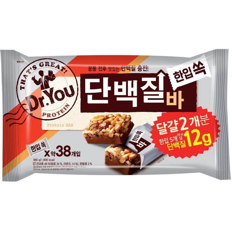 닥터유 단백질바 한입쏙, 380g, 1개