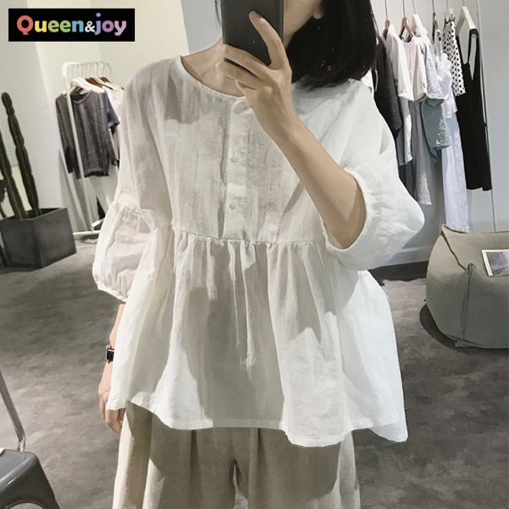 퀸앤조이 레이디 아방핏 린넨 7부 반팔 블라우스판매자 SSK무역 퀸앤조이 레이디 아방핏 린넨 7부 반팔 블라우스판매자 SSK무역