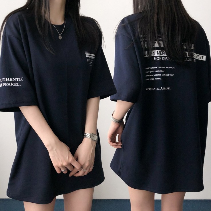 레이디스룸 국산 특양면 2XL 오버핏 어센틱 레터링 빅사이즈 박스 반팔 티셔츠