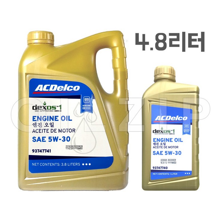 GM순정 ACDelco 덱소스1 Gen3 5w30 1리터1리터 총4.8리터, 1L, 2개