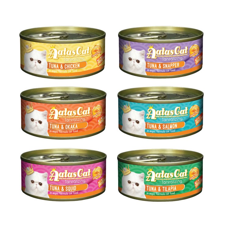 아타스캣 고양이 참치 주식캔 습식캔 간식캔 6종 선택 (1박스 80gx24개), 6가지맛 골고루, 1개