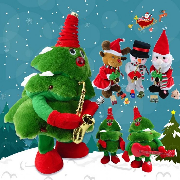 크리스마스 댄싱 인형 (선택) 트리 산타 루돌프 눈사람 춤추는 노래하는 작동완구 장난감 선물