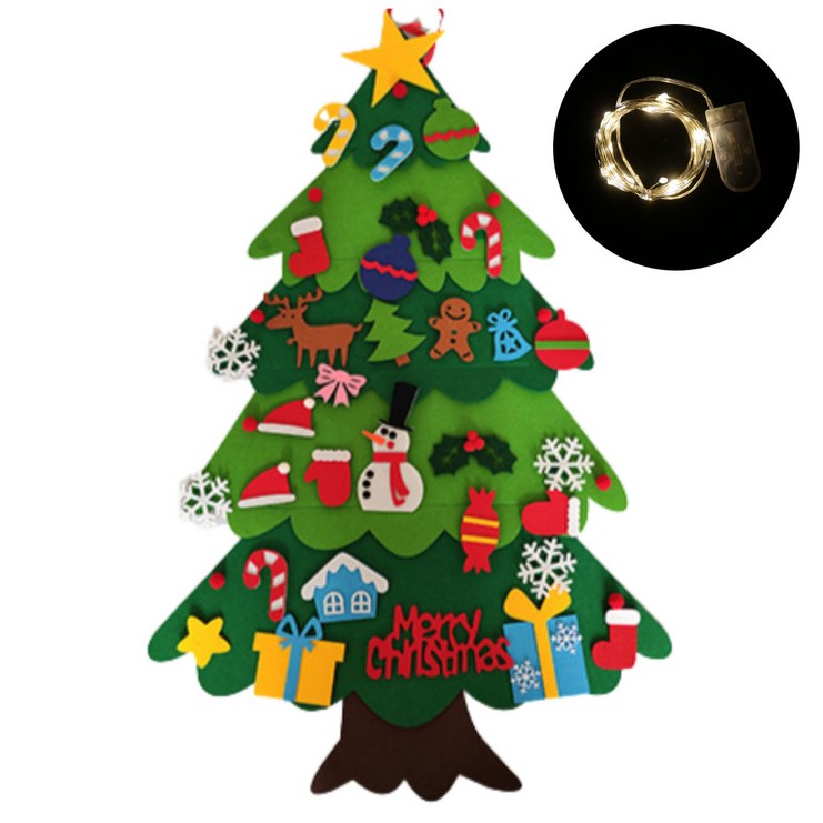 DIY 펠트 크리스마스 트리 나무 만들기 KC인증 - 셀프 부직포 트리 전구 장식 어린이 벽트리 4502233169