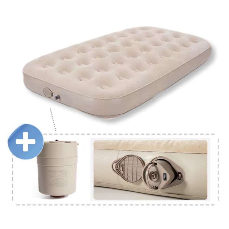 비트랙 에어 펌프 매트리스 초경량 휴대용 캠핑 자충 침대 매트, 베이지+카키