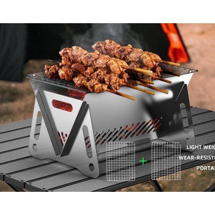 그릴 11, 숯불 미니화로 불멍 바베큐 캠핑용 초간편 접이식 그릴