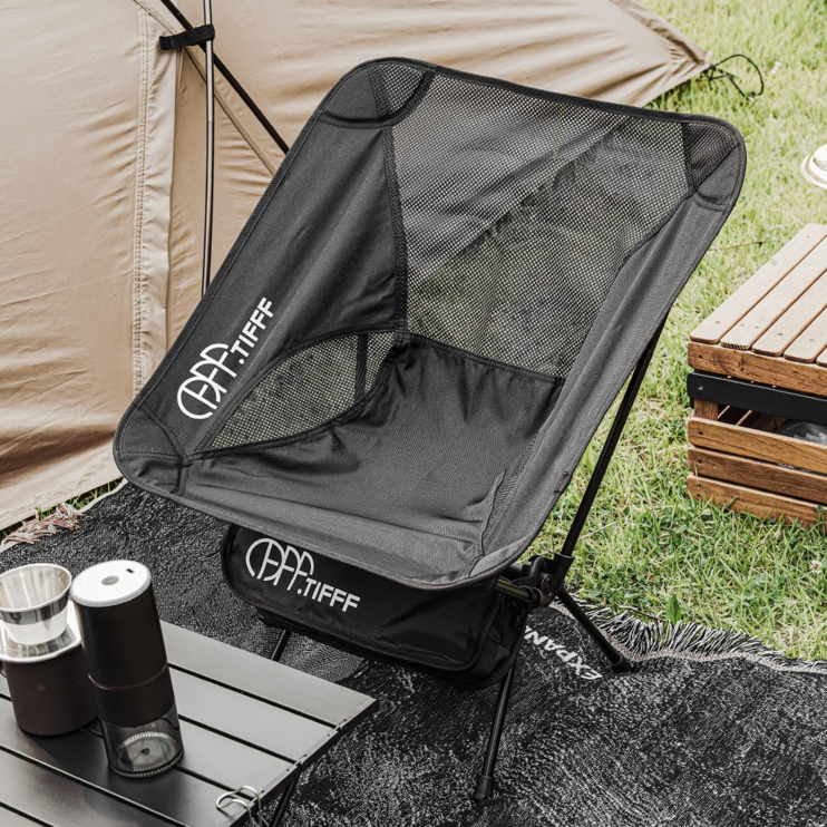 티프 캠핑체어 경량 휴대용 접이식 백패킹의자 숏, 블랙, 1개 - 에잇폼