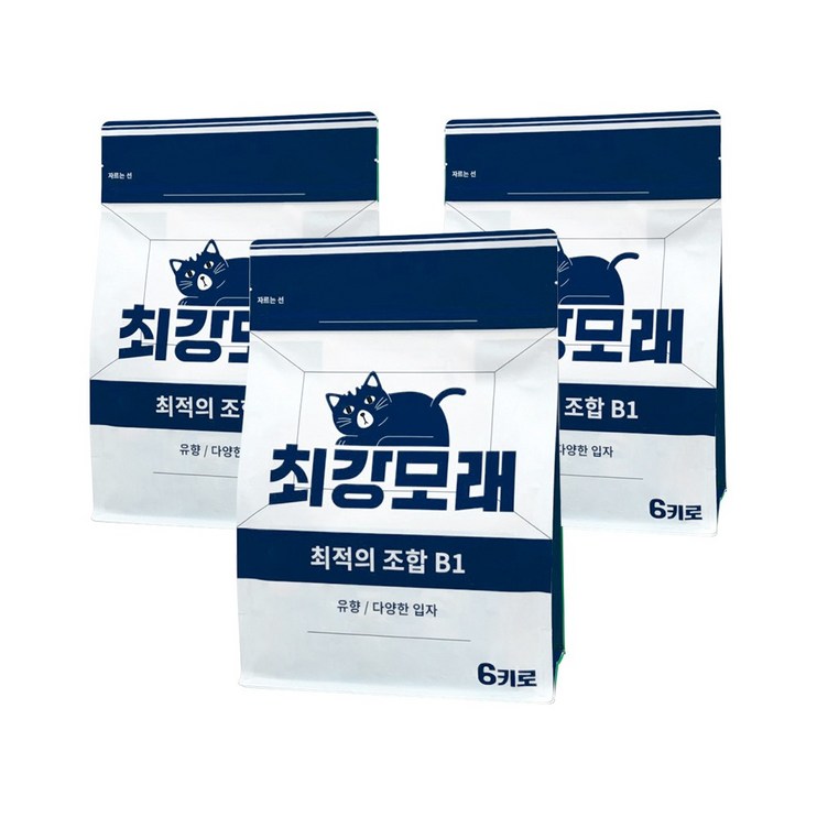 21 최강모래 최적의 조합 B1 6kgx3, 프레쉬솝 유향 고양이모래 와이오밍 벤토나이트모래, 3개, 6L