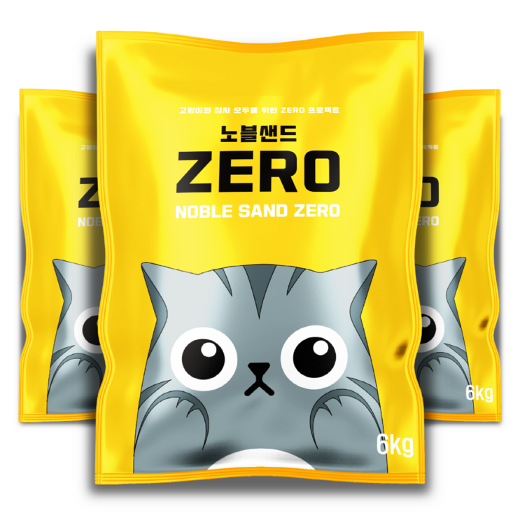 노블샌드 응고형 제로 벤토나이트 고양이 모래 무향, 3개, 6kg