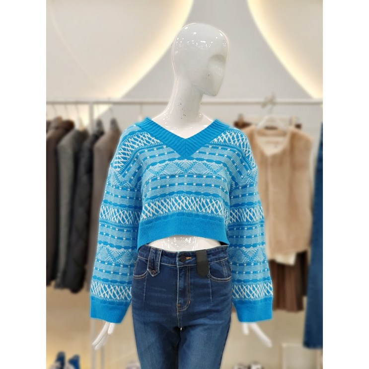 씨씨콜렉트 자카드 크롭 니트 C224KSK053266587