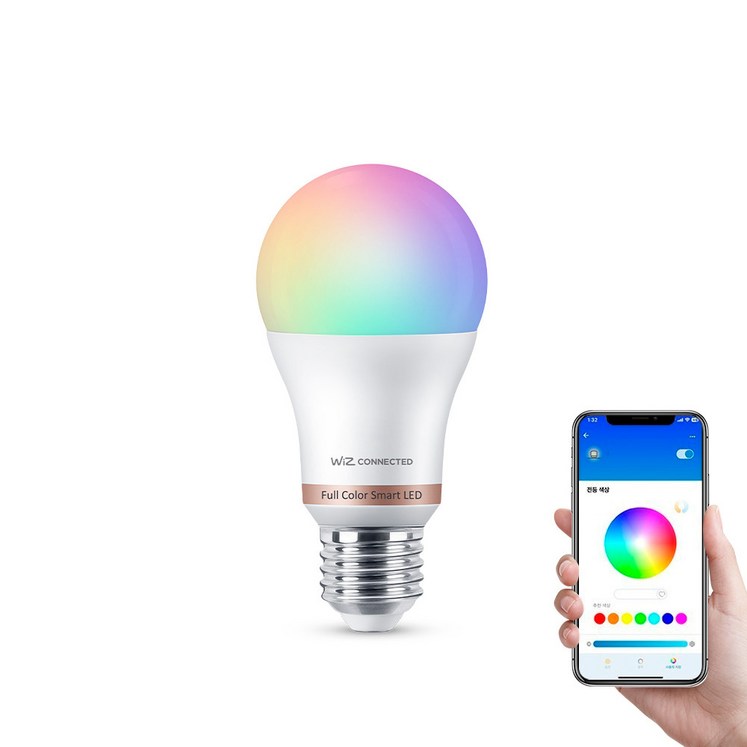 필립스 위즈 컬러 앰비언스 LED 스마트 전구 8.5W 필립스 위즈 컬러 앰비언스 LED 스마트 전구 8.5W