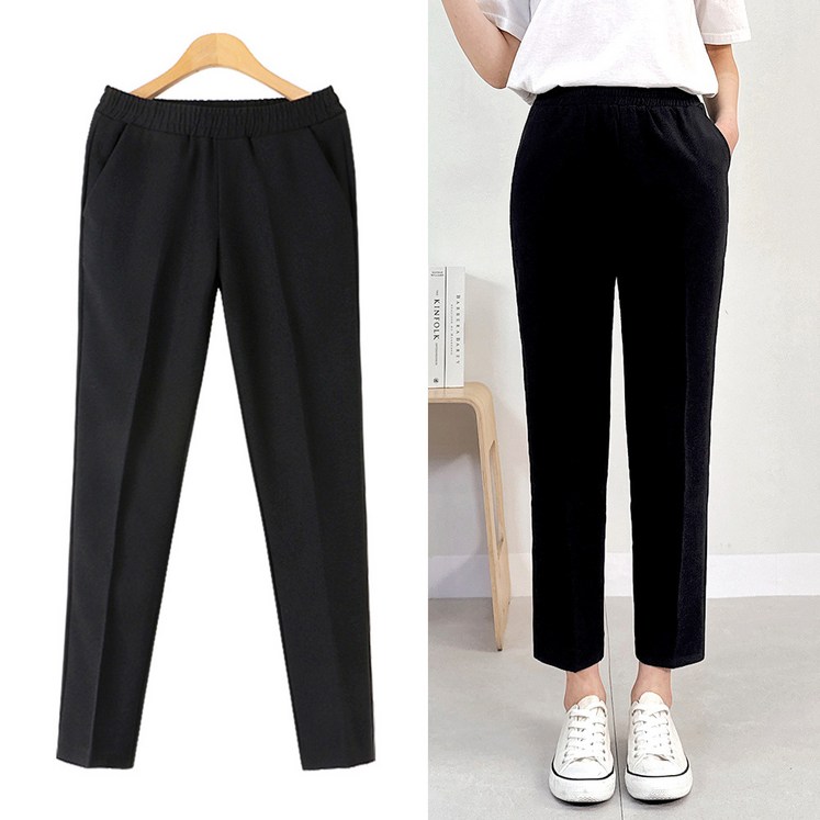 여성 슬랙스 짧은기본롱3기장 빅사이즈 바지 3XL  밴딩팬츠 키작녀 바지 정장 오피스룩 유니폼 출근룩 프리밴딩슬랙스