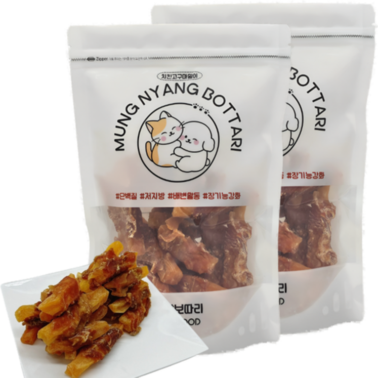 멍냥보따리 대용량 수제간식, 2개, 500g, 치킨고구마말이