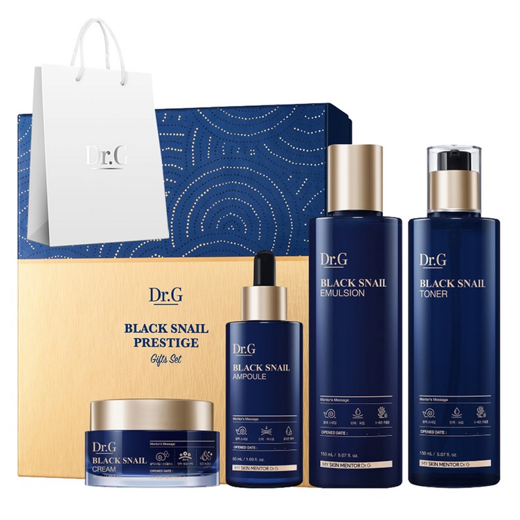 닥터지 블랙 스네일 프레스티지 토너 150ml 에멀전 150ml 앰플 50ml 크림 50ml 4종 세트