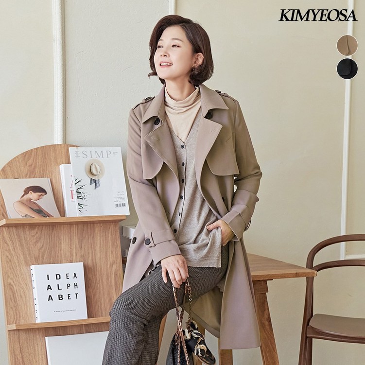 김여사 시크무드 더블버튼 트렌치 코트 엄마옷마담옷중년여성50대60대