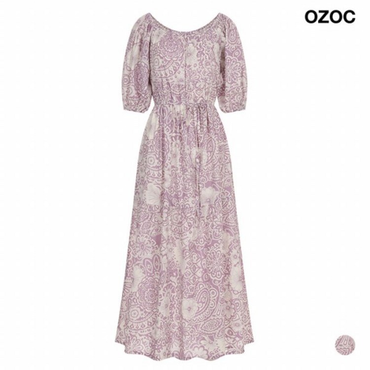 OZOC 여성 오버넥 빅플라워 면 롱원피스 OZOC 여성 오버넥 빅플라워 면 롱원피스