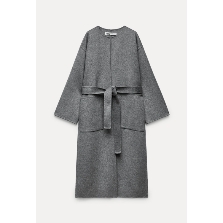 ZARA 자라 여성 핸드메이드 롱코트, 노카라 그레이롱코트,품질보장,항공배송 7522258