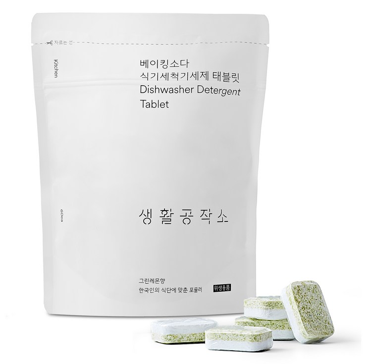 생활공작소 베이킹소다 식기세척기 세제 태블릿 60p, 600g, 1개
