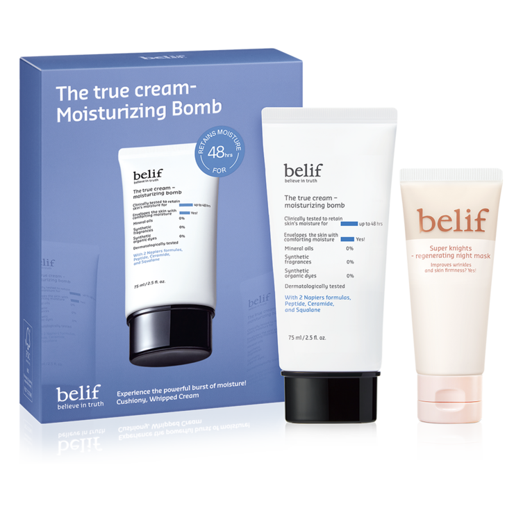 빌리프 더 트루 크림 모이스춰 라이징 밤 75ml 리제너레이팅 나이트 마스크 35ml 세트