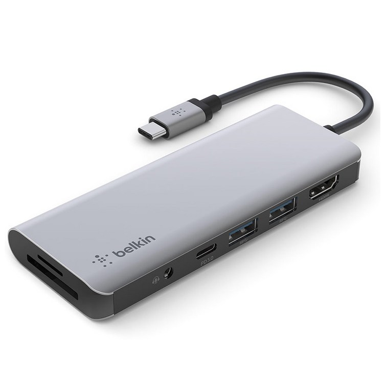 벨킨 7in1 USB C타입 멀티 허브 AVC009btSGY, 그레이, 1개 벨킨 7in1 USB C타입 멀티 허브 AVC009btSGY, 그레이, 1개