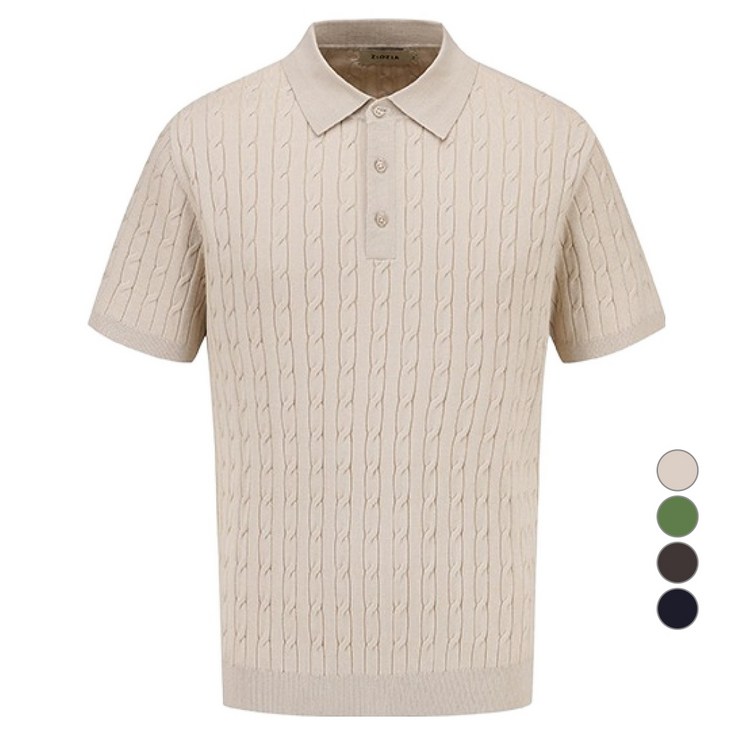 지오지아 남성용 미라쿨 케이블 티에리 반팔 니트 AEF2ET1102