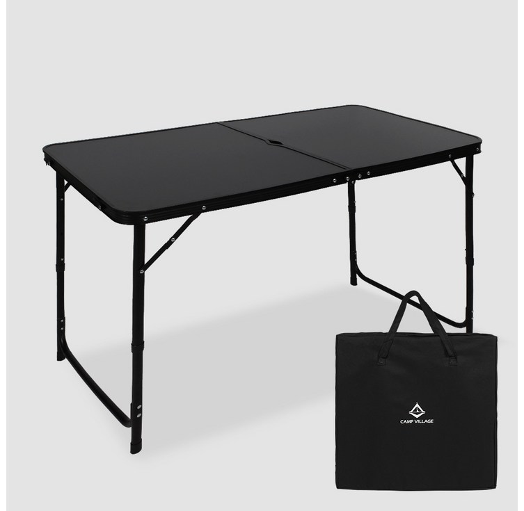 캠프빌리지 3단 높이조절 폴딩 캠핑 테이블, 블랙