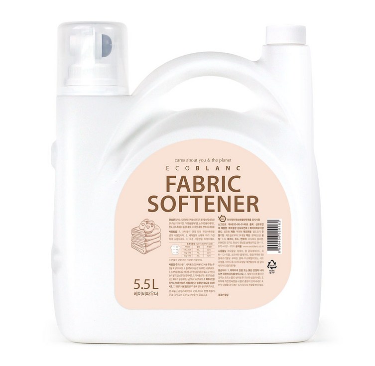 에코블랑 유아유연제 5.5L 베이비파우더, 1개, 5.5L