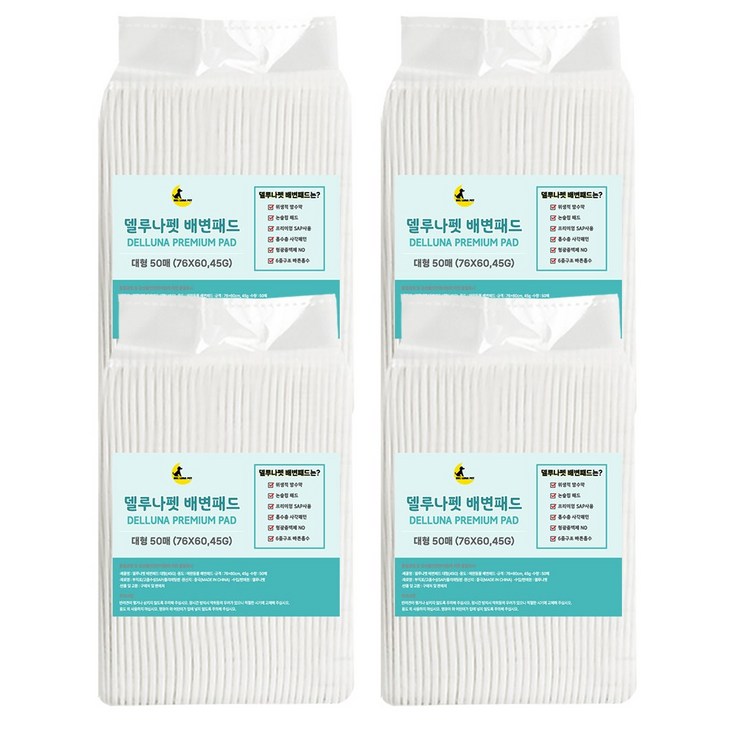 델루나펫 강아지 배변패드 대형76X60cm,45g 200매, 1개, 200개입