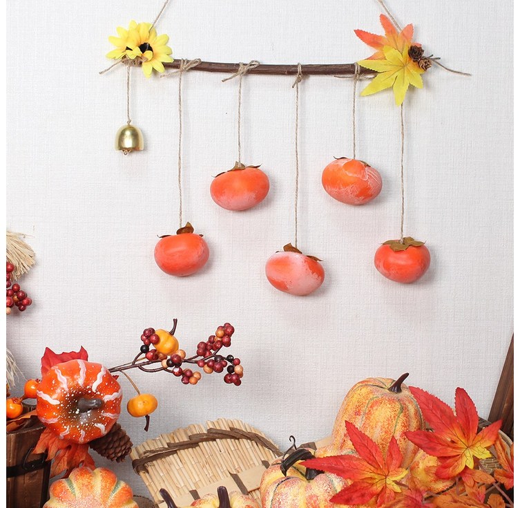 Her1088 잘익은 단감 모빌 현관종 도어벨 풍수 추수감사절 가을 인테리어 과일 열매 어린이집 환경구성