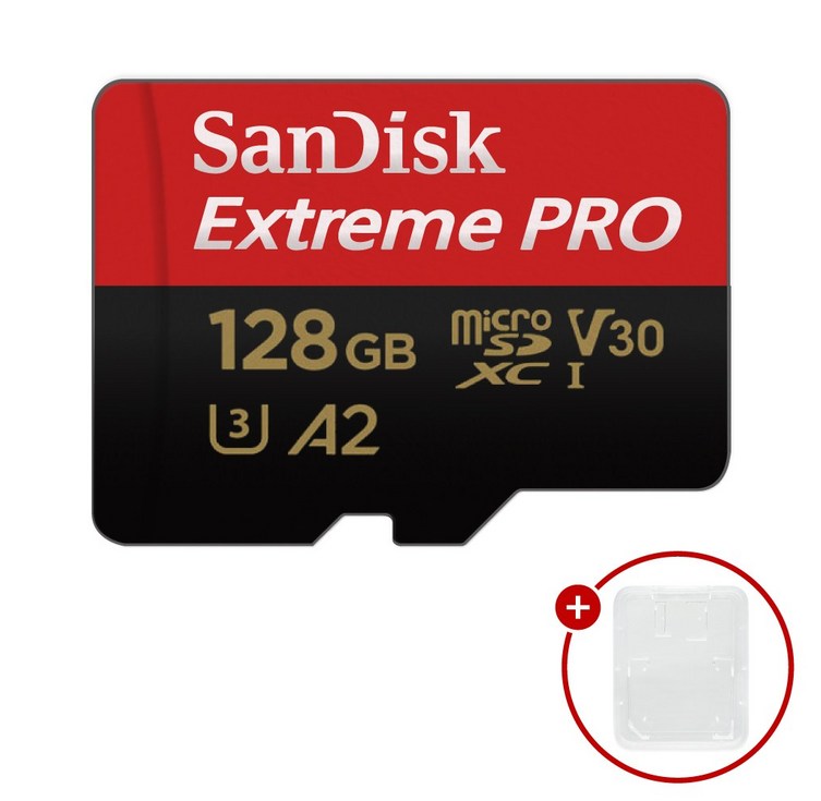 샌디스크 마이크로SD카드 Extreme PRO 익스트림 프로 SDSQXCD128GB SD카드 케이스