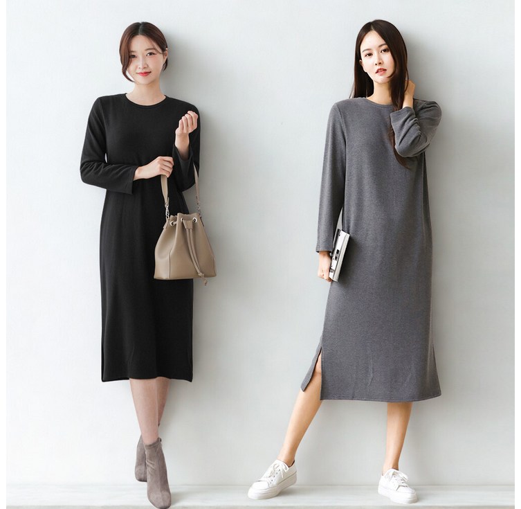 프롬코 11 여성 심플 데일리 긴팔 롱원피스 FRC217S