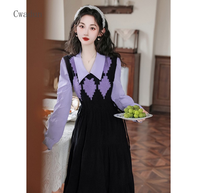 Cwadun 봄 가을 여성 긴팔 원피스 MA254