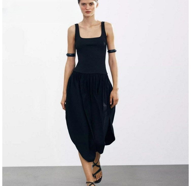 ZARA 자라 여성 민소매 롱 원피스 여름 신상 스퀘어넥 미디 드레스 슬림 케주얼 40대