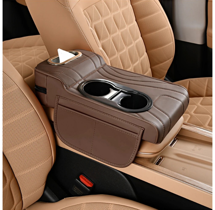 피라모니 차량용 컵홀더 수납 팔걸이 콘솔쿠션, 1개, 커피