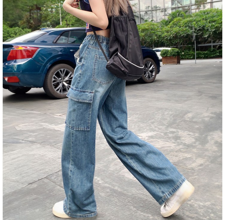순이들 밴딩 카고 와이드 데님 팬츠