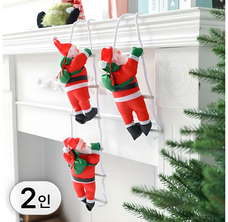 투데이리빙 크리스마스 사다리 타는 산타 인형 인테리어 장식 데코 소품 카페 오브제 용품 가랜드 오너먼트 장식품