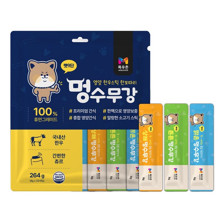 목우촌 펫9단 멍수무강 강아지 짜먹는 양갱 한우 츄르 영양 간식 눈 11p 관절 11p 기관지 11p , 33p, 1개, 264g, 소고기 목우촌 펫9단 멍수무강 강아지 짜먹는 양갱 한우 츄르 영양 간식 눈 11p 관절 11p 기관지 11p , 33p, 1개, 264g, 소고기
