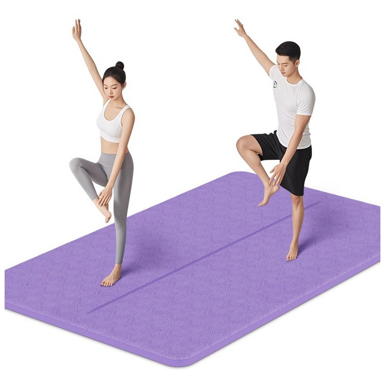 요가매트 TPE 10mm 두꺼 홈트레이닝운동매트 필라테스매트 2인용, 1개, 양람색