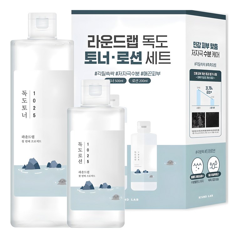 라운드랩 독도 토너 500ml 로션 200ml 세트