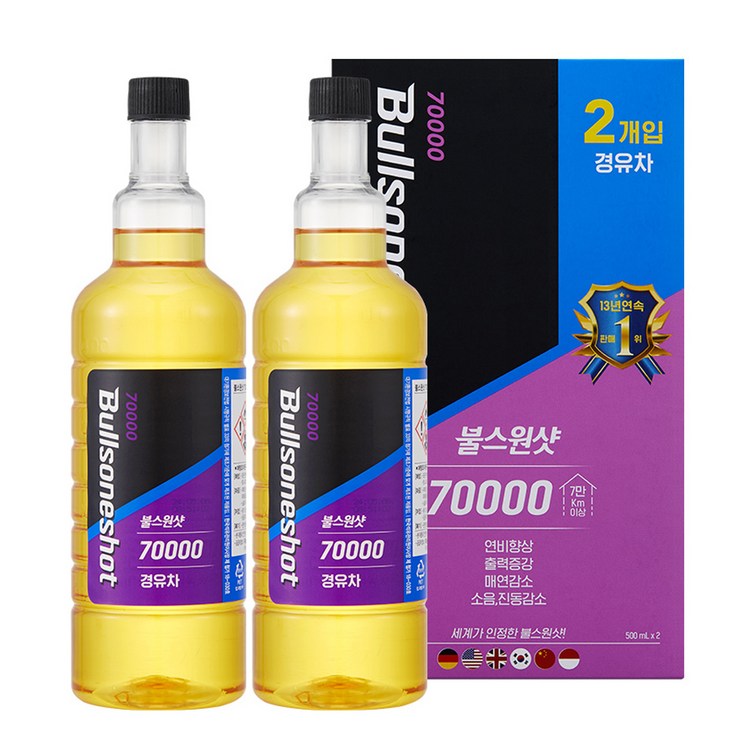 불스원 불스원샷 70000 연료첨가제 가솔린 500ml, 2개, 디젤경유