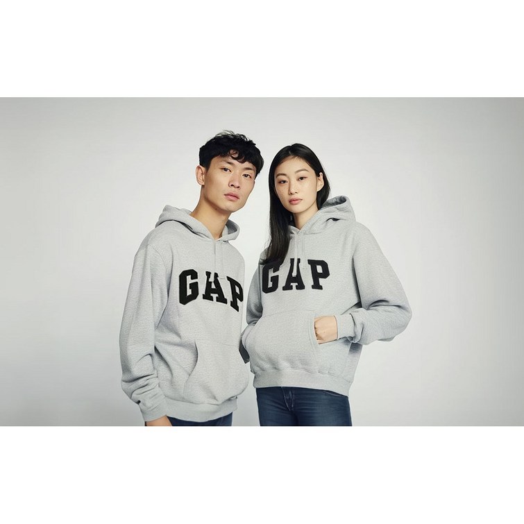 갭 그레이 남녀공용 자수 네이비 로고 후드 커플 갭 그레이 남녀공용 자수 네이비 로고 후드 커플