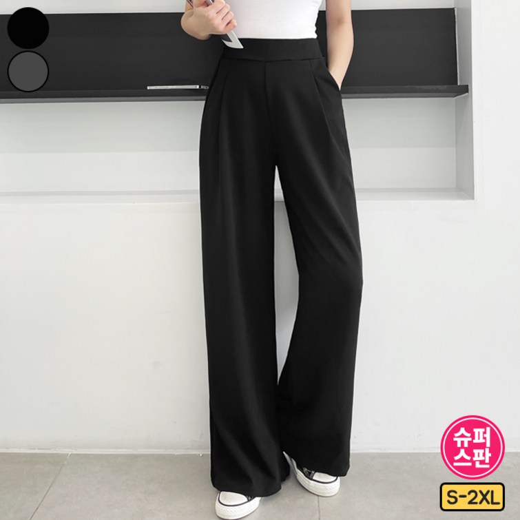 여리진 여성용 숏롱 선택가능 핀턱 와이드 밴딩 팬츠 빅사이즈까지 키작녀 키큰녀 롱기장 바지