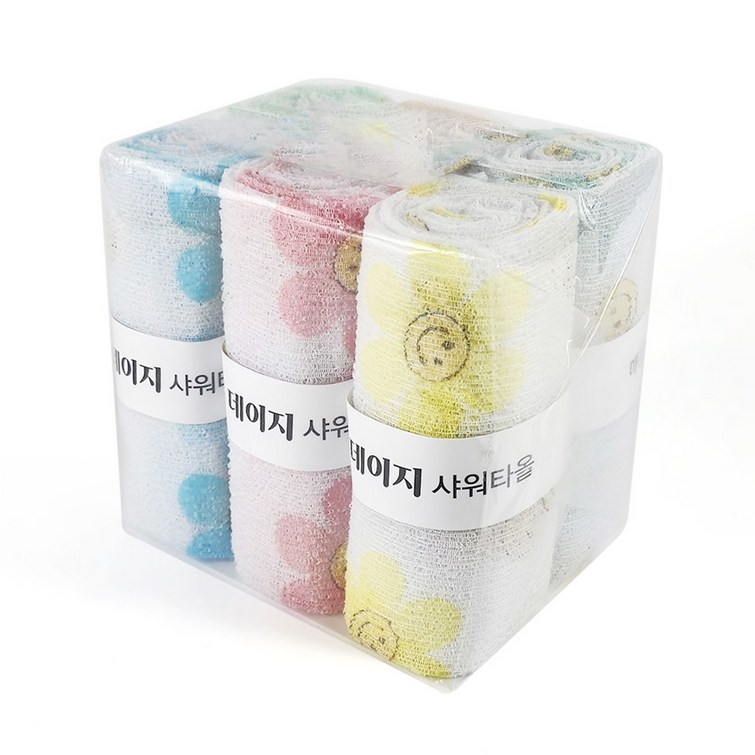 국내생산 까슬시원한 데이지 샤워타올, 1세트, 6개입, 혼합색상 국내생산 까슬시원한 데이지 샤워타올, 1세트, 6개입, 혼합색상